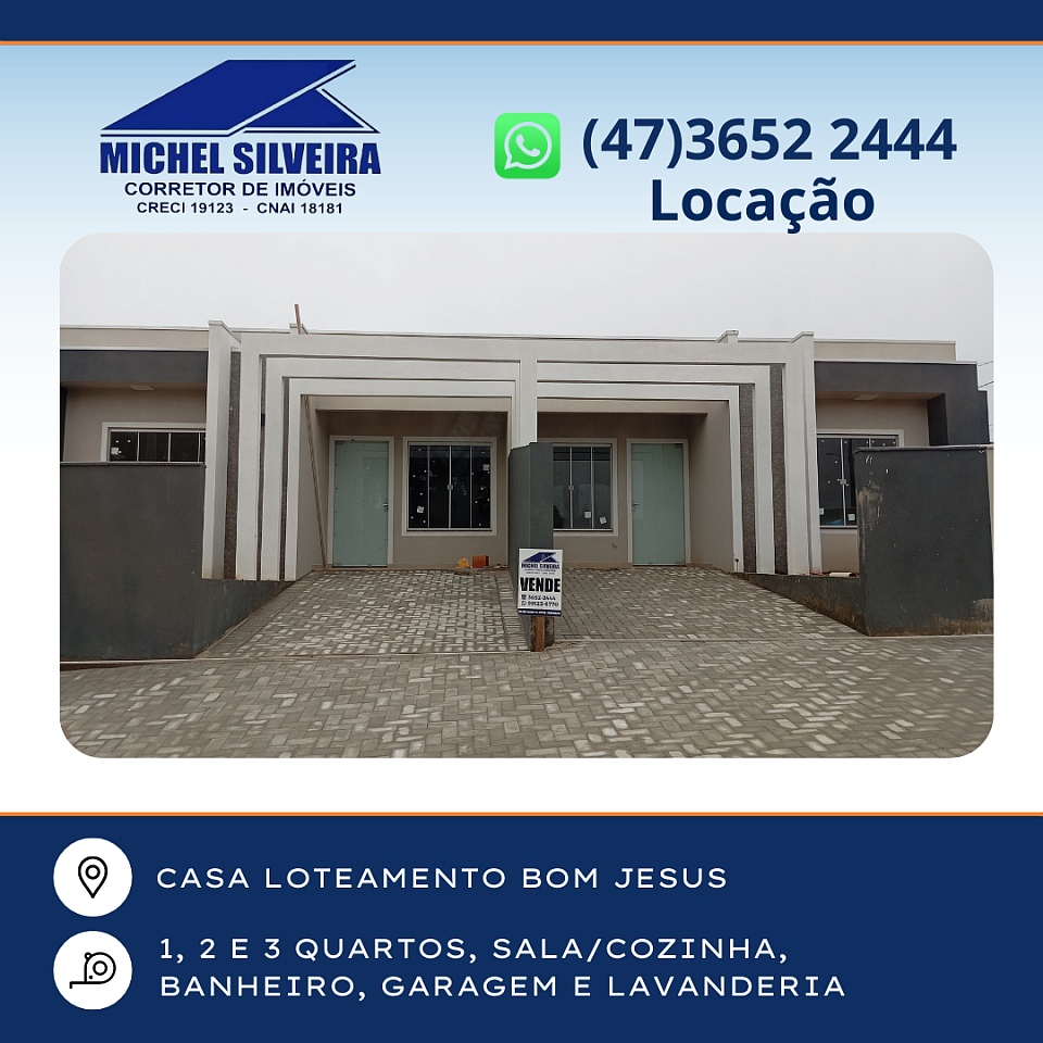 Casas geminadas, bairro Bom Jesus, opção de 1 e 2 quartos! A partir de R$ 180.000,00